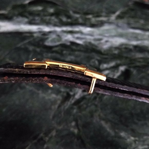 Hermès Crocodile 18K Gold H Logo Black & Red Belt - Picture 5 of 12